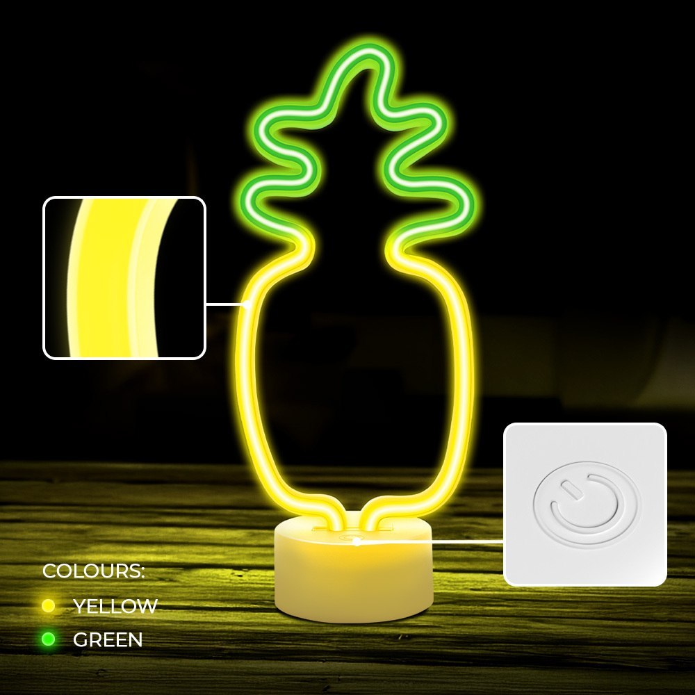 Neon na podstawce LED ANANAS pomar-zielony USB-C FSC-12 Forever Light